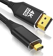 4K Micro HDMI to DP Cable 3.3FT, High Speed Uni-Directional 4K@60Hz/2K@120Hz Micro HDMI to Displayport Cord, Support Camera, Laptop, Tablet, Paid, Graphics/Video Card, Raspberry Pi Zero W