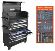 SP Tools SP50553X - Tool Kit - Sumo Series Power Hutch - 334 Piece Metric/SAE - Black/Chrome Handles - Plus 3 Extra EVA Foam Trays