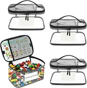 Clear Toy Storage Bag with Name Tag & Manual Pocket, Waterproof Transparent PVC Organizer Case for Lego Bricks, Board Games, Building Blocks, Puzzles - Ideal for Kids Room Organization (3)