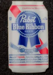 BEER STICKER “PABST BLUE RIBBON” 2“ X 3 1/2“ ORIGINAL VERY THICK & GLOSSY!