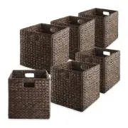 6pk 13" Hyacinth Collapsible Storage Cube Basket Bins for Shelves, Espresso