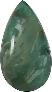 [Goyal Exports] Green Prase Jasper Pear Cabochon Natural Loose Gemstone 37.65cts QC86, Loose Gemstone, Green Prase Jasper