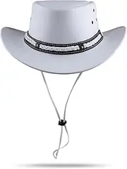 [HADZAM] Western Style Outback Leather Cowboy hat for Men and Women