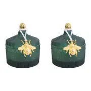 2PK LVD Glass Chloe Trinket Box Storage Decor Round 10cm - Forest