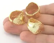 Spoon Ring Flower Patterned Adjustable Gold Plated Brass (18mm 8US size 3221