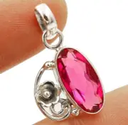 5CT Natural Treated Ruby 925 Solid Sterling Silver Pendant Jewelry @B9-2