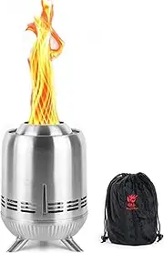 Tabletop Fire Pit, Stainless Steel Mini Outdoor Stove, Low Smoke Burning Portable fire pits Firepit Fueled by Pellets or Wood, for Urban & Suburbs, with Travel Bag