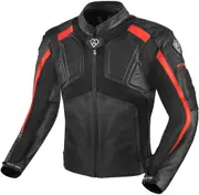 Arlen Ness Sportivo Motorcycle Leather Jacket, black-red, Size 48 for Men Black Red