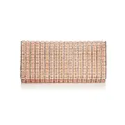 Aqua Small Beaded Clutch Adjustable Crossbody Strap Pearl Rose