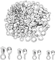 NBEADS 4 Sizes 70 Pcs Ball Chain Loop Connectors, Fit for 2.4mm/3mm/4.5mm/6mm Real 304 Stainless Steel Ball Chain Fan Pull Loop Connectors Jewelry Clasp Findings