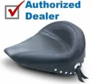 Mustang Chrome Studded Solo Seat Harley Deluxe Heritage Softail Springer Classic