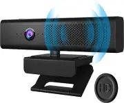 Full HD 1080P Computer Camera with 4 Built-in Omnidirectional Microphones and Sp
