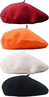 [trounistro] 4 Pack Beret Hat French Beret Cap Winter Fashion Solid Color Hat for Women Girls Lady