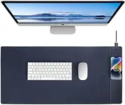 Magnetic 15W Fast Wireless Charging Desk Pad, 35.4"x16.8" Extra Large Mouse Pad, Microfiber Leather Office Desk Mat, Waterproof and Scratch-Resistant Mouse Mat for Office and Home Use