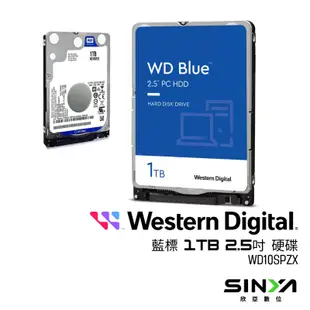 欣亞數位 WD藍標 1TB 2.5吋硬碟(WD10SPZX)/5400轉/128MB/三年保固
