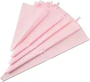 Silicone Piping Bags Reusable, 5 Sizes Pastry Bags Set Baking Cookie Cake Decorating Bags (12"+14"+16"+18"+20"), 5 PCS Icing Piping Bags, DIY Cake Decorating Tool, Pink