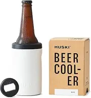 Huski Beer Cooler 2.0 | New | Premium Can and Bottle Stubby Holder | Triple Insulated Marine Grade Stainless Steel | Detachable 3-in-1 Opener | Works as a Tumbler | Gifts for Beer Lovers (White)