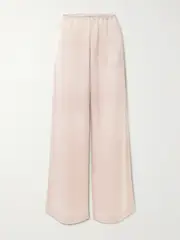 [LESET] LESET - Barb Washed-satin Wide-leg Pants - Blush - small small Pink