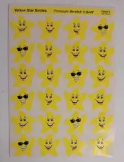 Vtg Trend Stinky Scratch N Sniff Stickers Pineapple Yellow Star Smiles