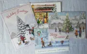 Assorted Christmas Cards Winter Dogs Kids LOT 4 Outdoors Sled Toy Snowman Tree