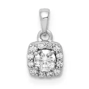 14k White Gold 1/3 Ct. Lab Grown Diamond VS/SI+ G+ Halo Pendant