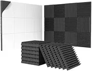 Aswalling 24Pack 2X12X12Inch Self-Adhesive Acoustic Foam Panels, Pyramid Designed Sound Pannels for Home and Studio Easy Install Easy to Use