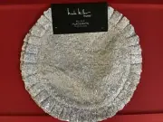 NICOLE MILLER HOME PLACEMATS (2) SILVER SEQUINNED METALLIC 15 INCH ROUND NIP