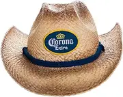 [Calhoun] Men's Corona Extra Straw Beach Cowboy Hat with Curved Brim Tan