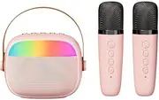 RuiJOTWAT Bluetooth Mini Speaker, Karaoke Speaker Wireless Microphone Subwoofer Microphone Integrated Speaker, Suitable For Home Outdoor Dormitory Party, Pink
