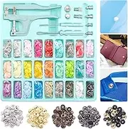 Glarks 300-Set Plastic and Metal Snap Buttons With Pliers - 250 Rainbow Colors Plastic and 4 Colors Metal Snaps for Clothes, Bibs, Rain Coat Sewing and Crafting