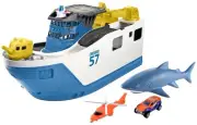 Mattel Matchbox Mission Marine Shark Ship Toy Floating Boat & Rolls on Land