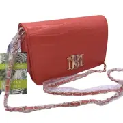 Badgley Mischka croco embossed orange crossbody bag chain strap- NWT
