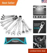 Ratchet Wrench Set Chrome Vanadium Steel 12-Piece Metric Flexible Precision