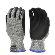 G & F 22600 CutSHIELD Cut & Slash Resistant Gloves, Rubber Coated, Grey, 1 Pair