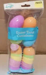 Easter Egg 1 1/2" x 2" Snap Together Multicolor Pastel Treat Containers NIB 263O