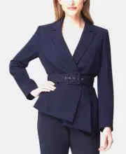 NEW TAHARI ASL NAVY BLUE BELTED CAREER JACKET BLAZER SIZE 14 $149