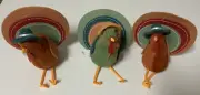 CRESCENT ENTERPRISE, SET OF 3 FABRIC TURKEYS MULTICOLOR 6” as shown