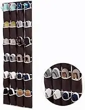 Hbluefat Hanging Shoe Racks Organizer, 24 Pockets Over the Door Shoe Organizer with Metal Hooks for Pantry, Closet, Bathroom（Brown)