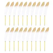 20pcs Feather Ballpoint Pens 0.5mm Ink Quill Writing Pens White