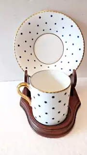 SHELLEY England Blue Polka Dot White Bone China Demitasse Espresso Cup Saucer