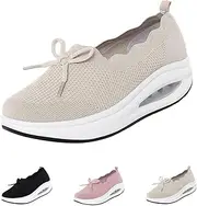 Vimlo Musabela Orthopedic Shoes for Women, Mesh Casual Breathable Knit Air Cushion Shoes, Cute Bow Wedge Platform Sneakers