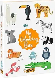BIC My Colouring Box - Colouring Kit with 12 Markers/ 18 Colouring Pencils/ 6 Glitter Glues/ 1 Colouring Book and 36 Stickers