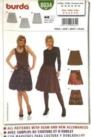 Burda Misses' Skirt Pattern 8034 Size 10-20 UNCUT