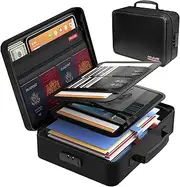 COLCASE Fireproof Document Bag with Lock, Fireproof Waterproof File Organizer Bag 5 Layers Protection Fireproof Bag Storage for Laptop Certificates Documents Passport 15 x 11 x 4.7 inches (Black)