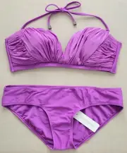ZIMMERMANN Charmer Ruched V Wire Bikini Set, Size 3 (US 10), Tulip