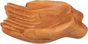VALICLUD Hand Carved Wooden Decorative Bowl for Entryway Table Unique Key Holder Wood Snack Bowl Artistic Home Living Room Decoration
