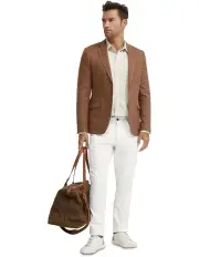 [Oxford] Milton Half Lined Linen Cotton Blazer in Nutshell