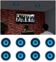 8) Rockville HC65B-LED 6.5" 500 Watt In-Ceiling Home Theater Speakers w/Blue LED