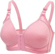 [Generic] Front Fastening Bras for Women Plus Size Full Coverage Non Wired Everyday Bras Sexy Front Button Shaping Cup Adjustable Shoulder Strap Breathable Comfort Bras