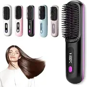 Generic Go Brush Pro - Cordless Hair Straightener Brush, 35W, 4000mAh Battery, 3 Heat Settings (160°C, 180°C, 200°C), Hair-Friendly Technology, Black